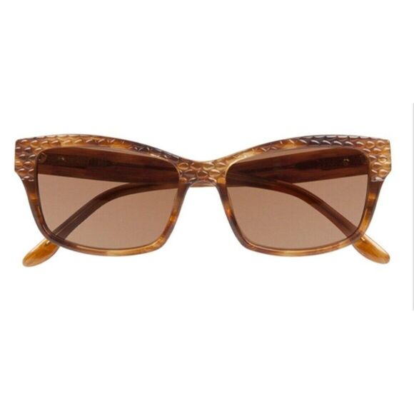 Bcbg Maxazria Risky Brown Horn Rectangle Sunglasses - Picture 1 of 3